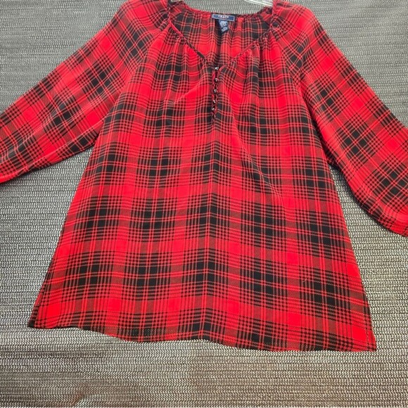 Women's Size Large Chaps Denim 3/4 Sleeve 5 Button Pull Over Blouse - Picture 8 of 12